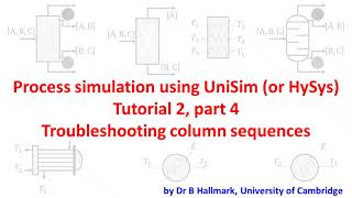 UniSim  Hysys tutorial 2iv distillation sequences by Dr Bart Hallmark University of Cambridge [upl. by Anitsyrc407]