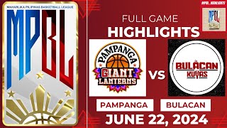 MPBL HIGHLIGHTS Pampanga Giant Lanterns VS Bulacan Kuyas JUNE 22 2024 [upl. by Beaumont]