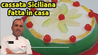 Cassata Siciliana fatta in casaRicetta spettacolare con glassa allacqua facile in 2 minuti [upl. by Ecyned]