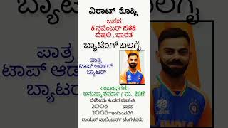 Virat KohliIndian cricketer cricket viratkohli ವಿರಾಟ್ ಕೊಹ್ಲಿ ಭಾರತೀಯ ಕ್ರಿಕೇಟ್ ಆಟಗಾರ [upl. by Rannug]