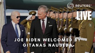 LIVE Joe Biden welcomed by Lithuanian President Gitanas Nauseda [upl. by Elkraps]