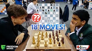 Daniil Dubov vs Nihal Sarin  An 18move Miniature  World Rapid 2022 [upl. by Annaid]