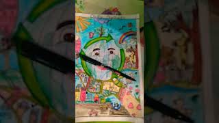 Topic Earth part 2 bordering the drawing with the black marker art craft craftwork diy [upl. by Clova]