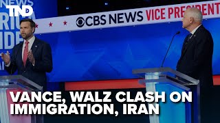 JD Vance Tim Walz spar on immigration Iran during vice presidential debate [upl. by Ymorej]