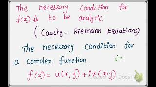 Cauchy Riemann Equations Necessary and Sufficient Conditions Unit  Analytic FunctionsEngg Maths [upl. by Eeneg]