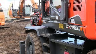 DX165W5 Doosan Wheeled Excavator at Work engine sound [upl. by Sivrup]