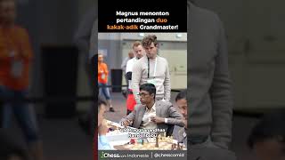 Magnus Carlsen nonton permainan duo kakakadik Grandmaster Praggnanandhaa dan Vaishali👀🇮🇳 [upl. by Gwennie646]