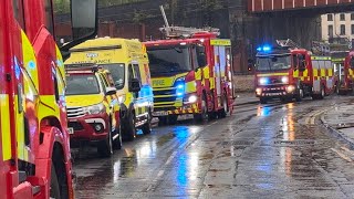 Rescue Fire crews respond to major incident after man is trapped by flood water Leeds [upl. by Peursem]