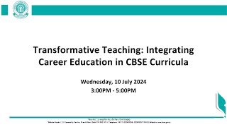 Transformative Teaching Integrating Career Education in CBSE Curricula [upl. by Uv]