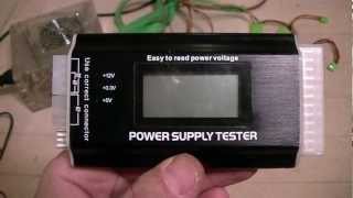 Using a quotPower Supply Testerquot to test an ATX computer PSU and a voltmeter too [upl. by Lerat]