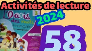 Activités de lecture loasis des mots français 3ème AEP page58 [upl. by Serafine440]