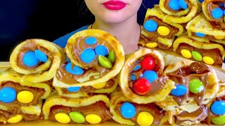 ASMR NUTELLA CHOCOLATE CREPE ROLLS MUKBANG EATING SOUNDS [upl. by Lemaceon]