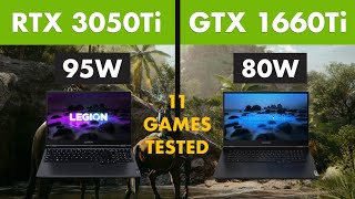 RTX 3050 Ti vs GTX 1660 Ti Laptop  Test in 11 Games [upl. by Noryt]