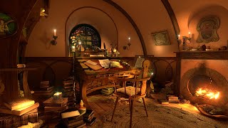 Hobbit Study Ambience 🕯 Immersive 2K 🖋 Bilbo Baggins Writing Room in the Shire  LOTR ASMR [upl. by Silvers]