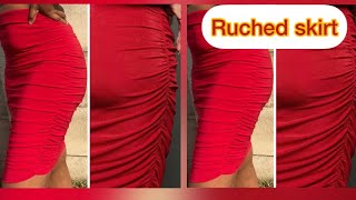 How to make a ruched skirt with elastic how to cut and sew a skirt [upl. by Llenhoj]