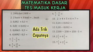 SOAL MATEMATIKA DASAR TES MASUK KERJA YANG SERING KELUAR DI PSIKOTES [upl. by Ahsined308]