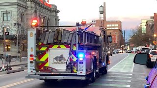 DENVER FIRE ENGINE 6 TRUCK 4 SPARE AND DISTRICT CHIEF 2 RESPONDING AND ON SCENE OF A GAS LEAK [upl. by Iblehs]