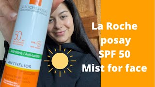 The BEST SPF 50 for face with make up  La Roche Anthelios Mist  Pharmacist review [upl. by Anaeg]