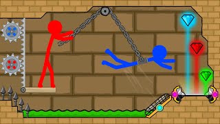 Watergirl and Fireboy Stickman animation Light Temple Diamond Parkour 2 [upl. by Llohcin239]