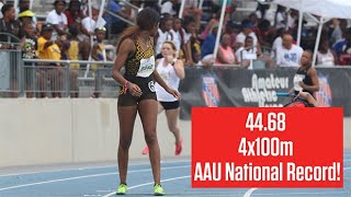 New National Record Set In The Womens 1718YearOld 4x100m At AAU Junior Olympics 2023 [upl. by Dubenko]