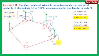 Ejem01 Rumbo Azimut y Coordenadas 23Cálculo del AZIMUT [upl. by Haeckel]