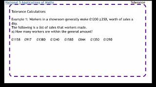 National 5 Applications of Maths Tolerance Calculations [upl. by Maples]