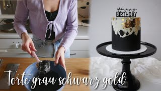 💯Torte für Männer zum Geburtstag  grau schwarz gold [upl. by Mcilroy]