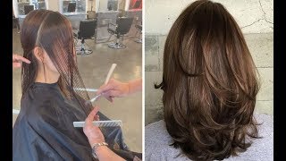 Medium length layered haircut tutorial step by step  Medium length bob hairstyles [upl. by Cornew710]