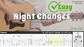 Night Changes Guitar Tutorial  One Direction EASY CHORDS [upl. by Nylssej]