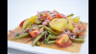 Salade Liégeoise a very old authentic Belgian speciality  Green beans potatoes tomatoes bacon [upl. by Laurent]