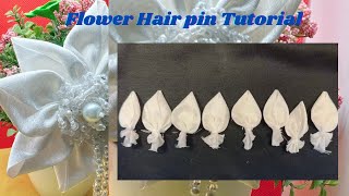 How to make flower hair pin at home  hair flower hair accessories 😍 [upl. by Tnahs978]