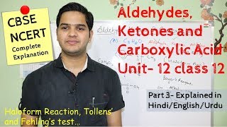 Aldehydes ketones and carboxylic acids class 12 part 3  NCERT in Hindiاردو [upl. by Bergman412]