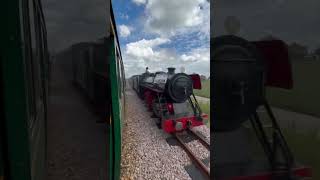 Black Prince passes Winston Churchill on the RHDR train steamloco railway steamtrain [upl. by Ontina]