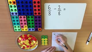 Year 3  Subtracting fractions with the same denominator within one whole  Numicon and Bar Models [upl. by Aruabea410]