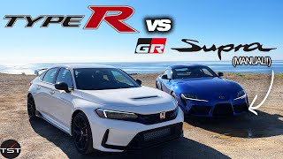 SHOWDOWN 2023 Supra Manual vs 2023 Civic Type R [upl. by Atiuqrahc]