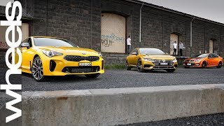 Volkswagen Arteon vs Kia Stinger vs Commodore SSV Review  Wheels Australia [upl. by Ahtaga476]