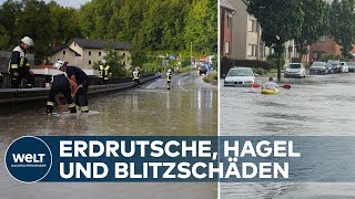 SCHWERE UNWETTER in NRW und BAYERN  Erdrutsche Hagel und Blitzschäden [upl. by Ymmas]