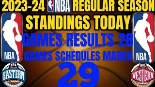 NBA Standings today  Games Results today March 28 2024  Games Schedule March 29 2024 [upl. by Stout]