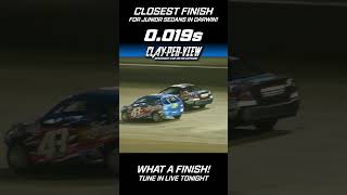 CPV SHORTS  Closest Junior Sedan Finish in Darwin EVER speedway dirttrackracing carracing [upl. by Jemie]