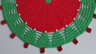 Crochet your way to festive tables Beginner Easy Crochet Round Christmas placemats Tutorial [upl. by Oreves]