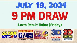 Lotto Result Today 9pm draw July 19 2024 658 645 4D Swertres Ez2 PCSOlotto [upl. by Drannek]