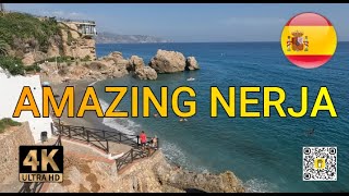 NERJAS COASTAL BEACH WALKING TOUR 4K VIEWS OF THE COSTA DEL SOL IN SPAIN  ESPANA [upl. by Lah]