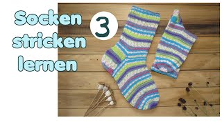 Socken stricken lernen TEIL 3 von 5  Maschenaufnahme nach der Ferse [upl. by Nonnek]