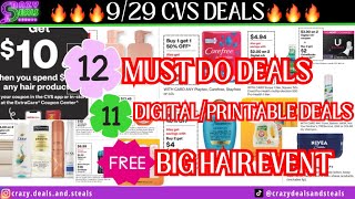 🔥929 CVS 12 MUST DO DEALS🎉NEW GLITCHES amp MM’S  1040 HAIR EVENT FREEBIE CVS Couponing [upl. by Ardnala]