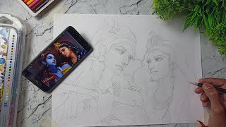 How to draw Krishna oil pastel outline tutorialhow to draw holi drawing 💙 [upl. by Hymen]