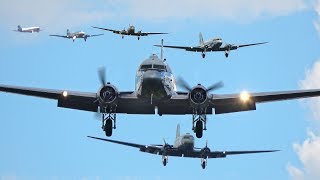 DC3 Mass Landing 20x Daks at Faßberg 70 Years Berlin Airlift [upl. by Ekaterina61]