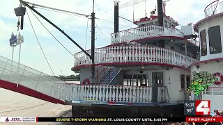 High river levels keep Riverboat Cruises docked near Arch as US Coast Guard restricts river usage [upl. by Timrek899]