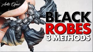 How to Paint Black Cloth amp Leather  3 Methods in 3 steps Contrast  Drybrush [upl. by Lamee]