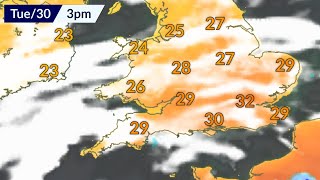 UK Heatwave Latest with Storms possible later this week [upl. by Werby493]