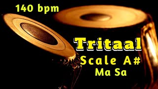 Tritaal  140 bpm  Scale A  With Tanpura Ma Sa  HD Quality Sound  Tabla [upl. by Ecirtram]